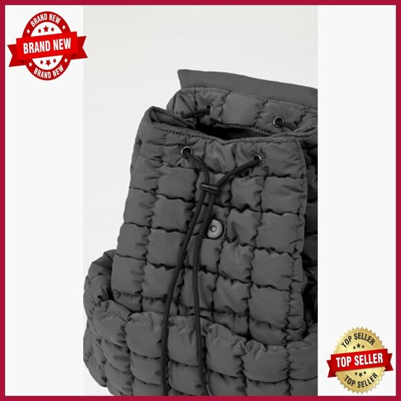 Lightweight Quilted Backpack with Drawstring Pockets for Travel Gym main image 3